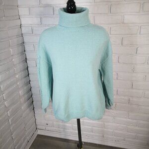 Pennmans Ladies Size Large Loose Fit Mint Green Turtleneck Sweater